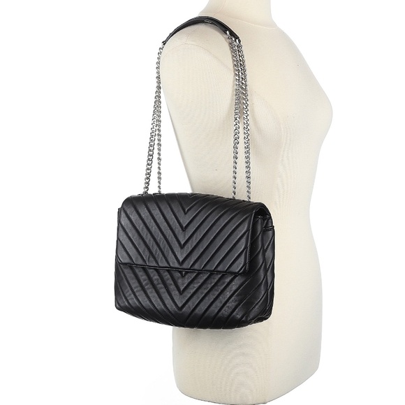 Quince 100% Italian Leather Quilted Convertible Crossbody Chevron Minimalist Bag - Picture 1 of 5